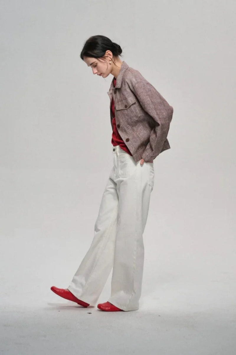 Veste texturée en linum avec silhouette en sablier