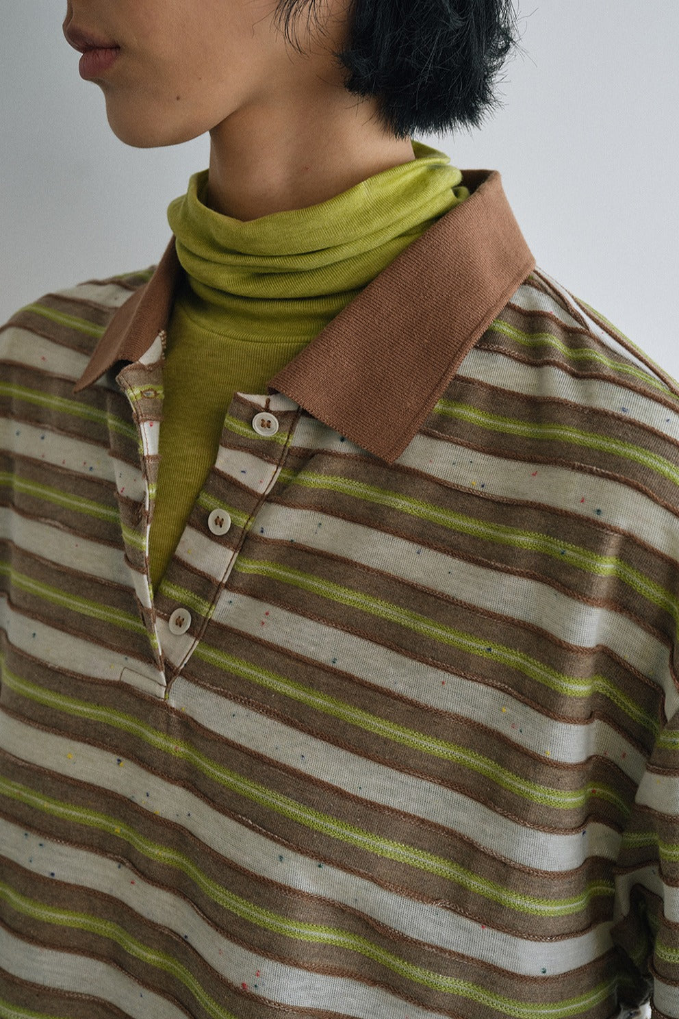 Cotton blend color-block retro polo T-shirt | 3 color