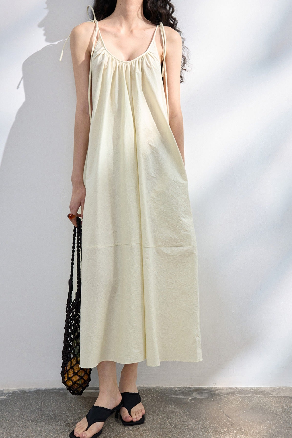 Cotton blend soft sling dress | 4 color