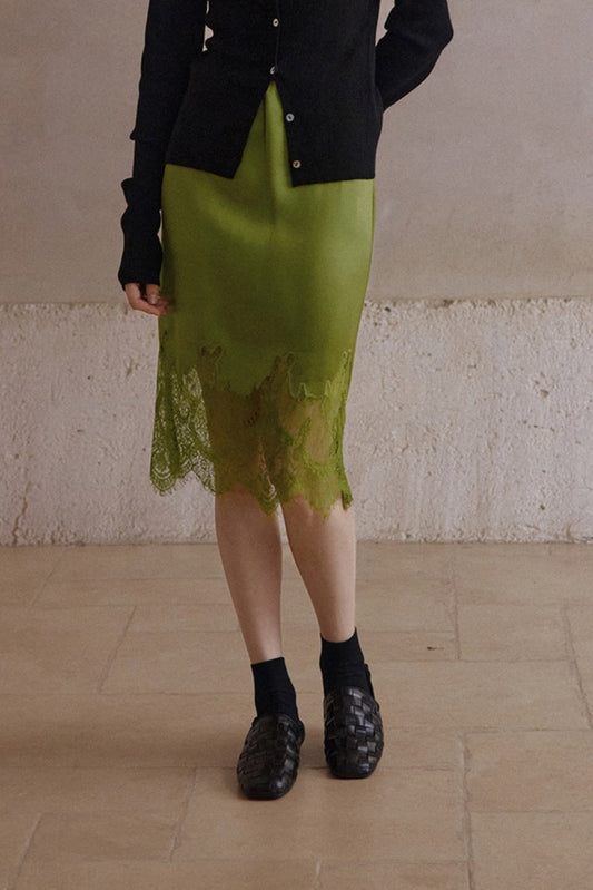 Acetate elegant lace embroidery edge skirt | 4 color