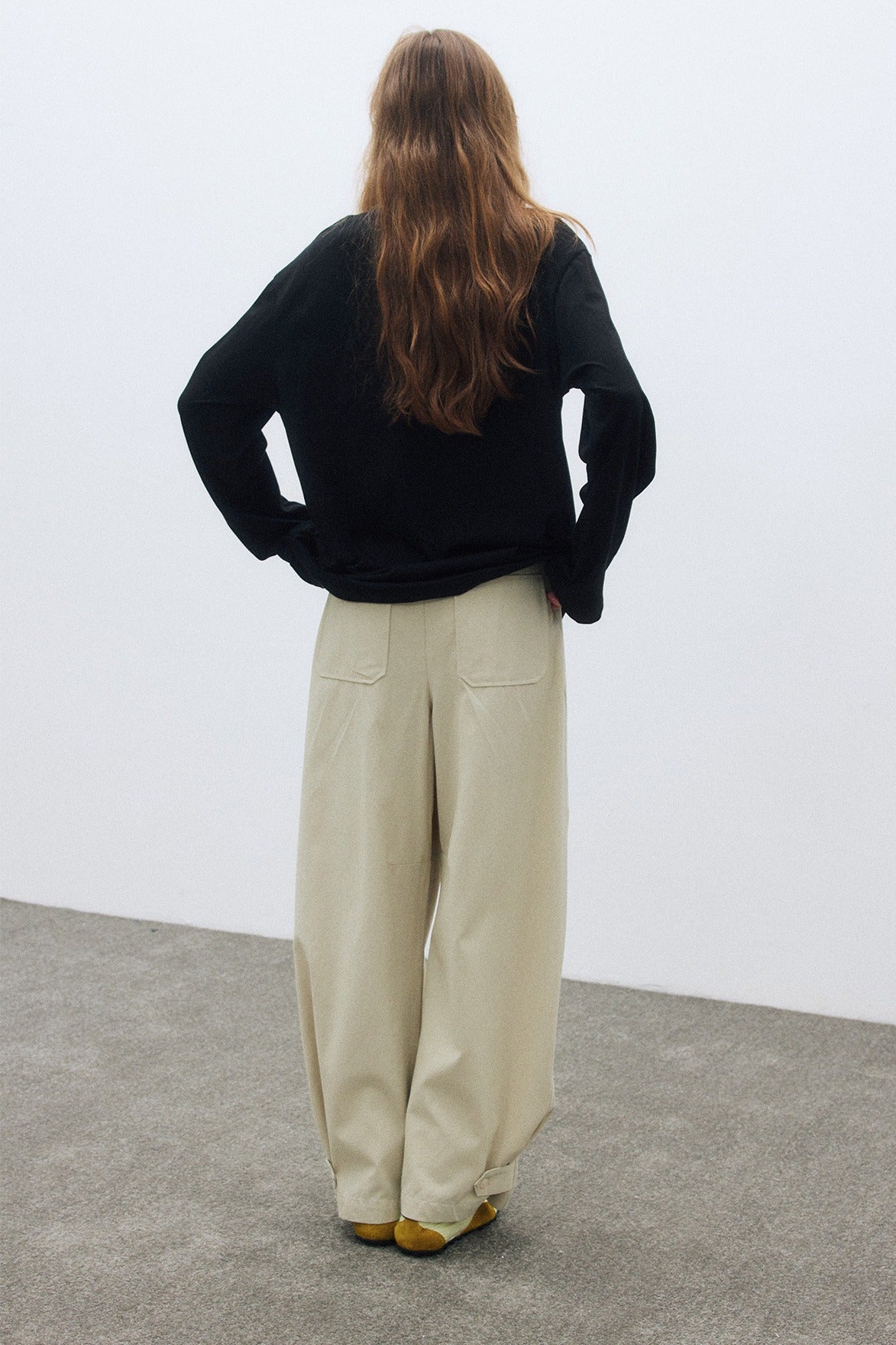 Viscose-cotton curved silhouette casual cleanfit pants | 3 color