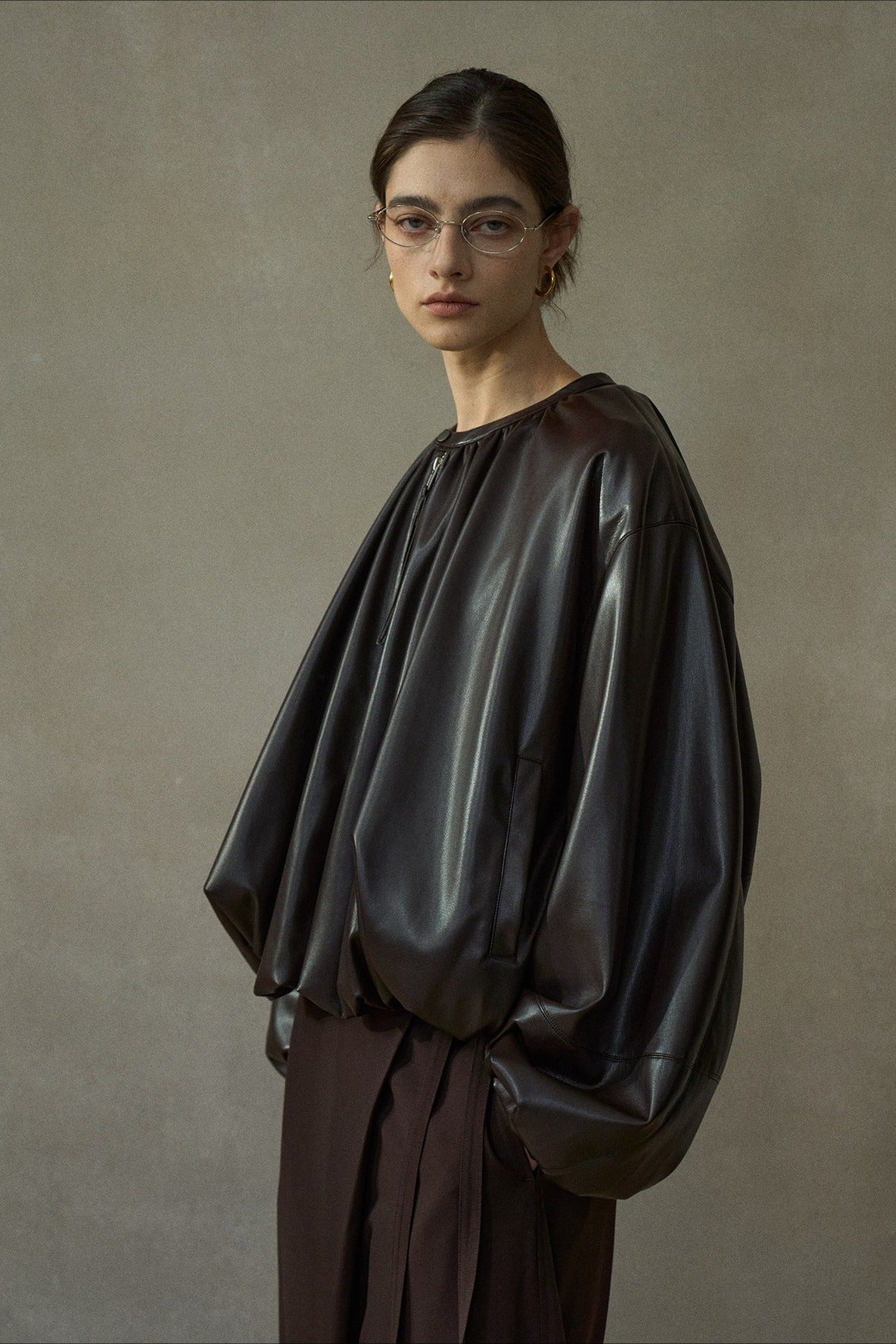 Romantic pleated soft PU jacket | 3 color