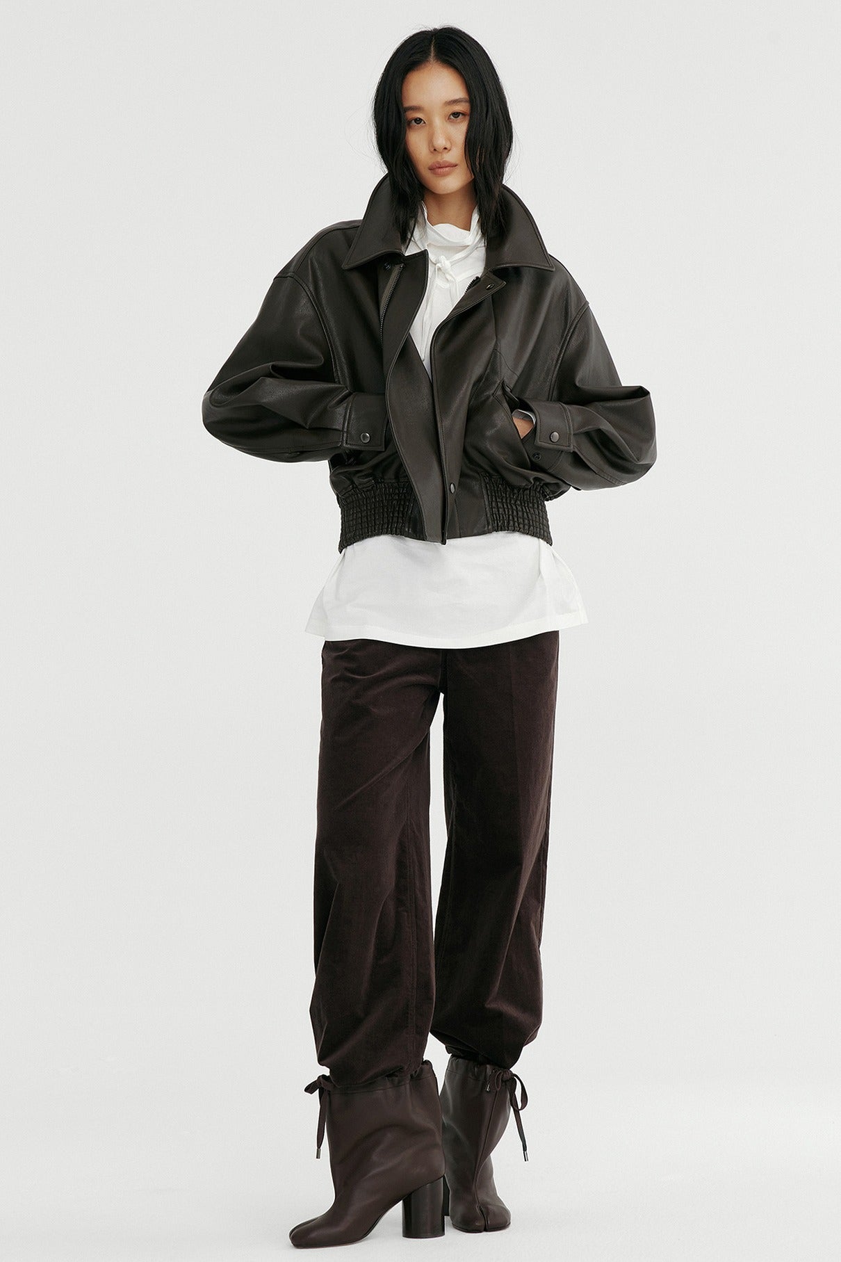 Cotton blend straight leg corduroy versatile pants | 2 color