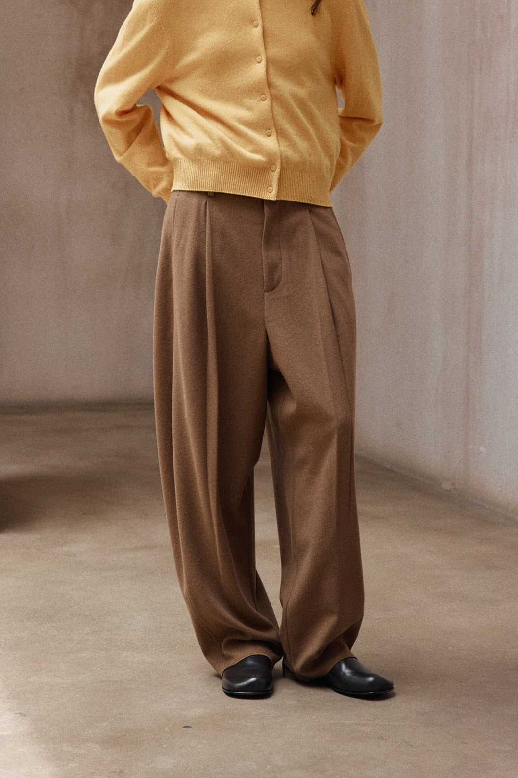 Wool blend wide-leg banana casual pants | 5 color