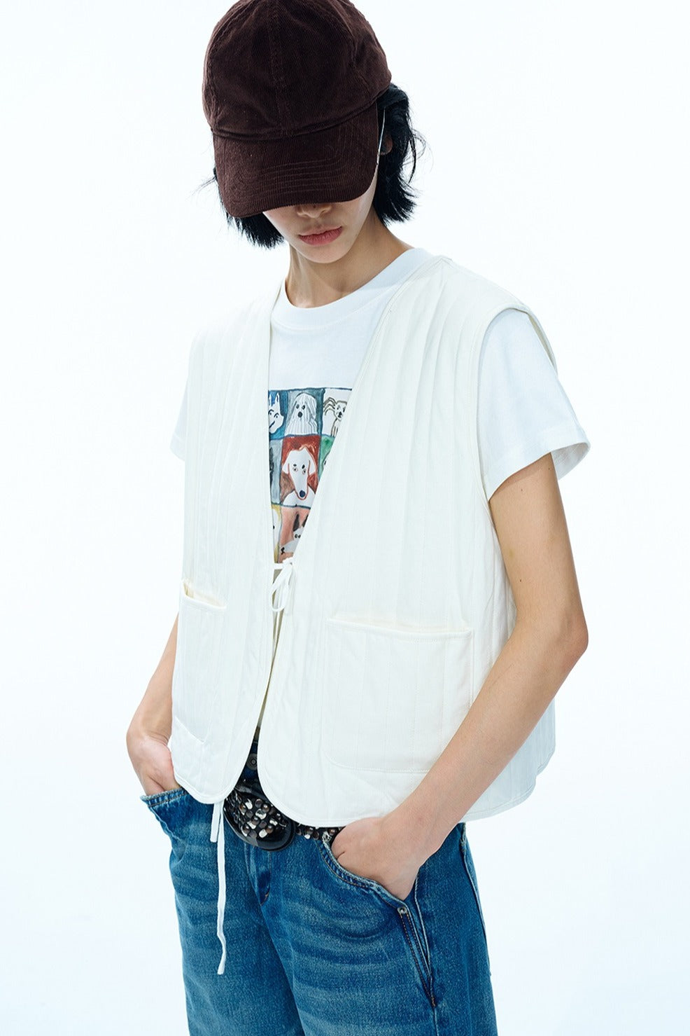 Wool blend filling quilted vest | 3 color