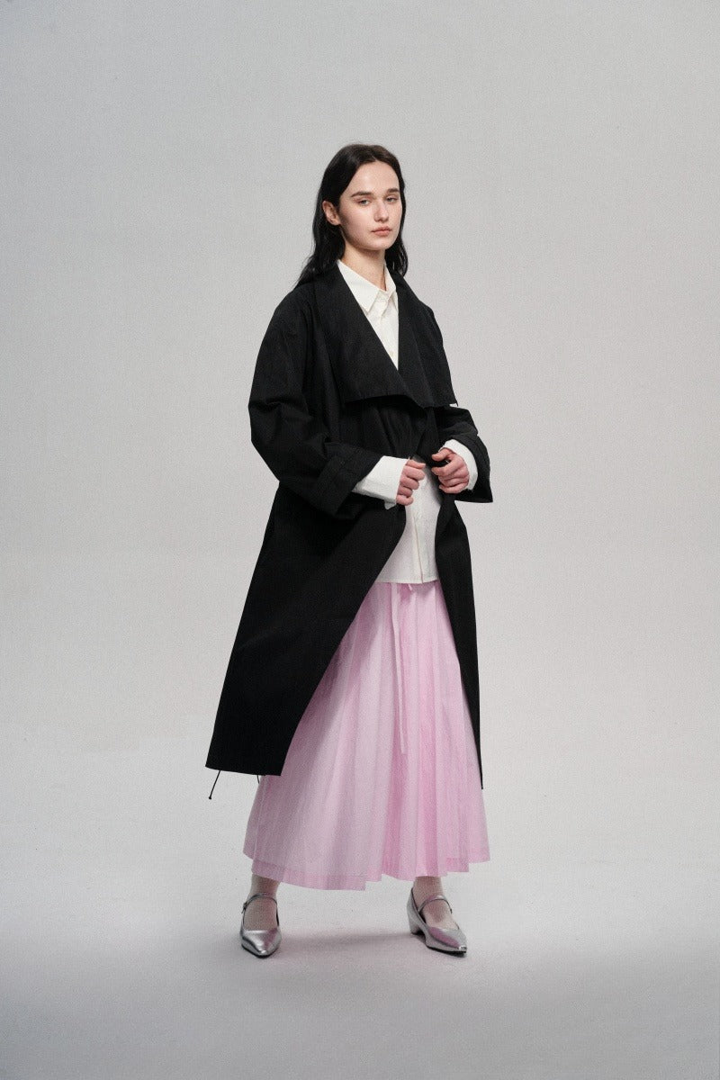 100 cotton structured silhouette trench coat | 2 color