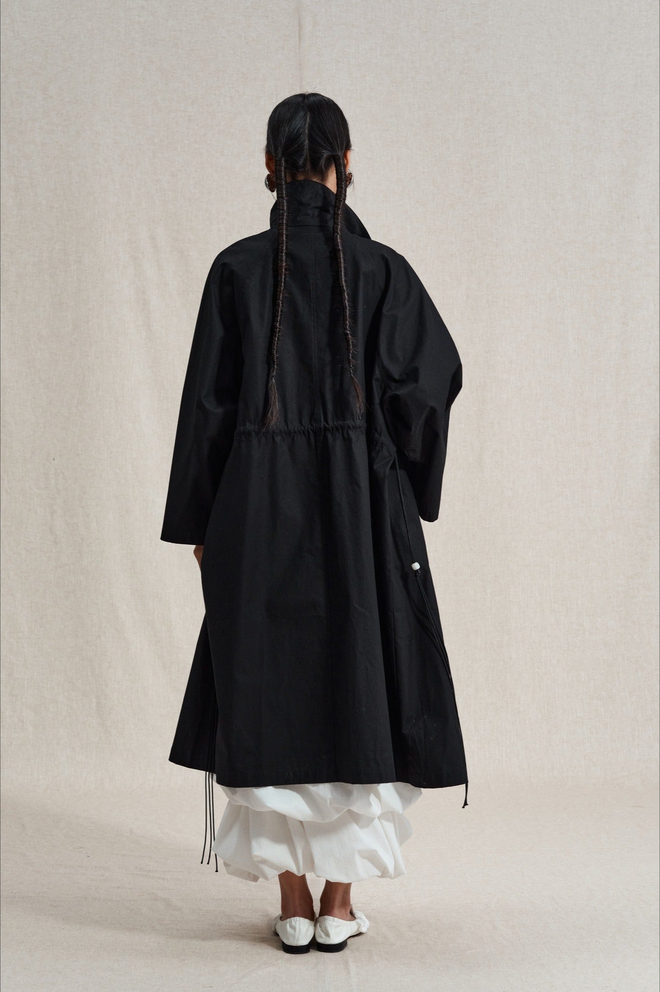 100 cotton structured silhouette trench coat | 2 color