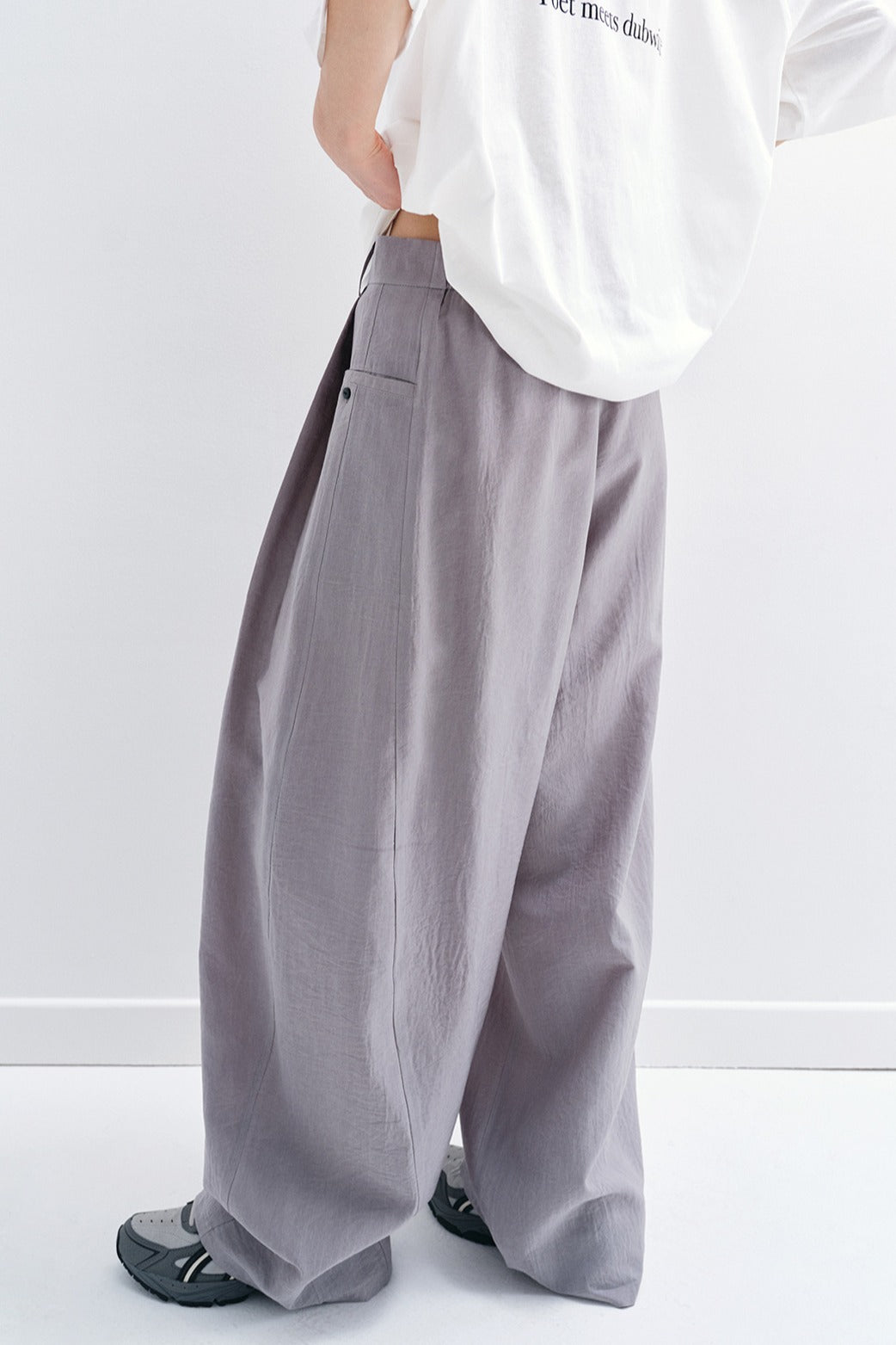 Viscose blend cool feel banana-shape loose pants | 4 color