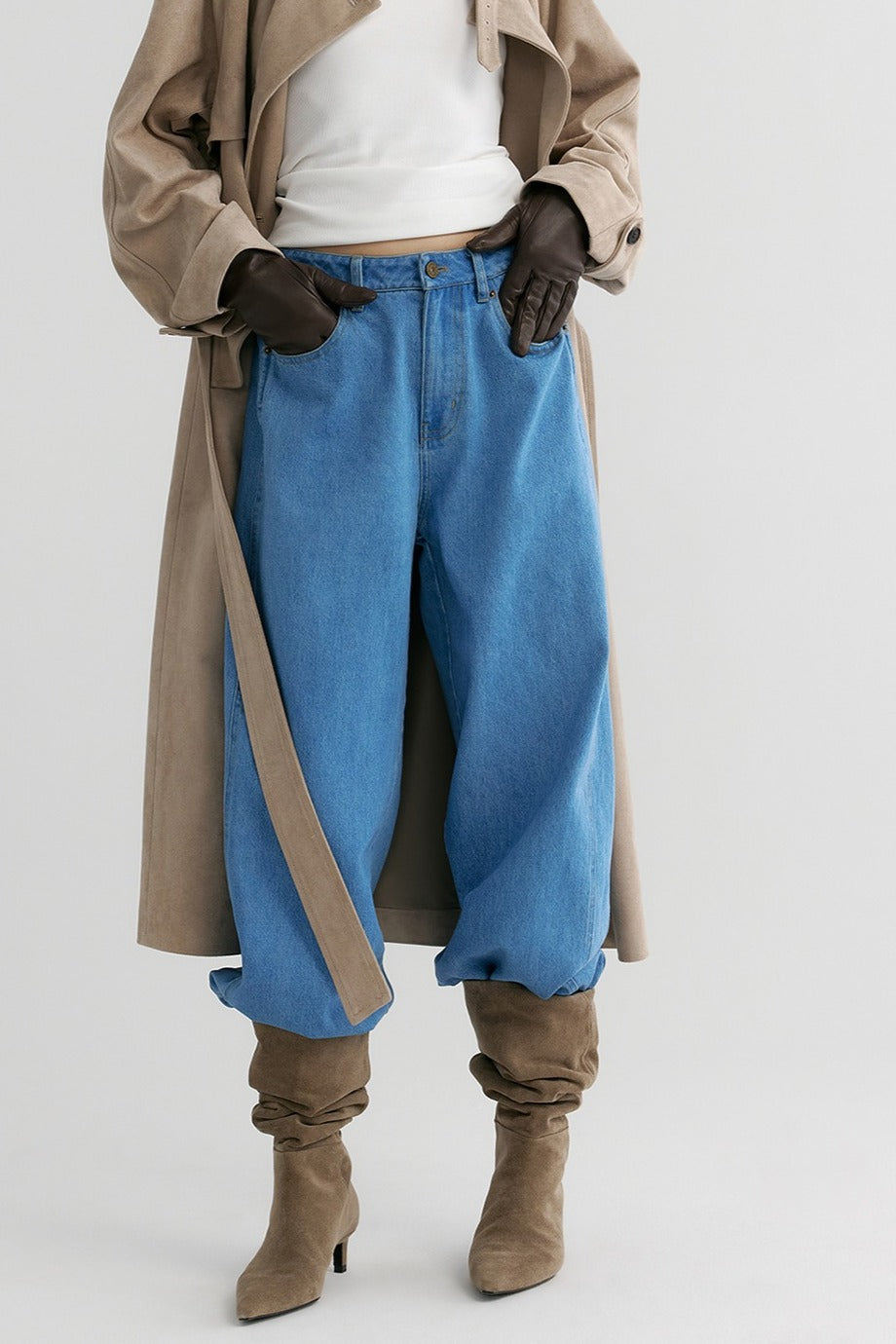 100% cotton straight loose wide-leg jean