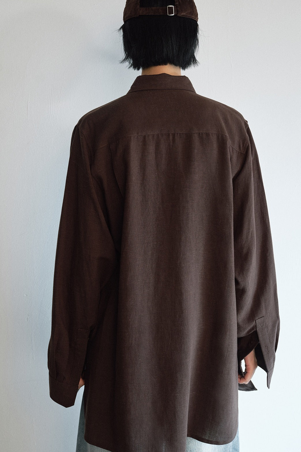 Linen blend relaxed-fit embroidery shirt | 3 color