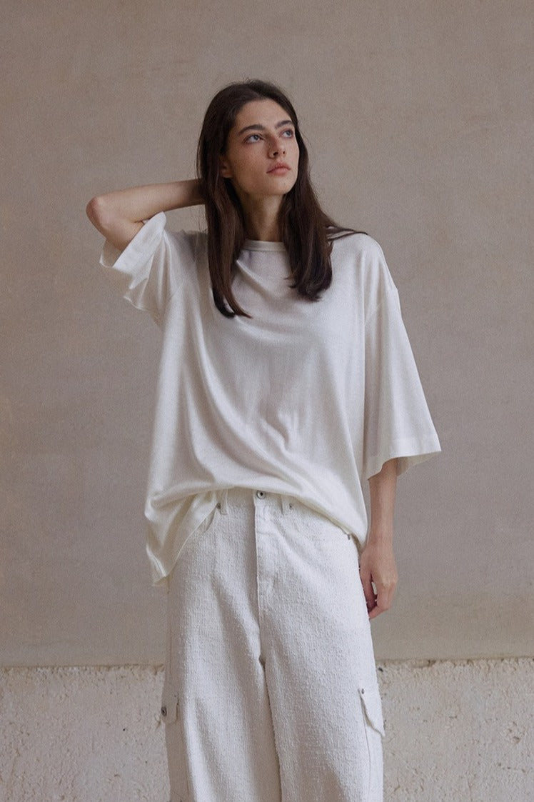 Relaxed-fit back split loose T-shirt | 5 color