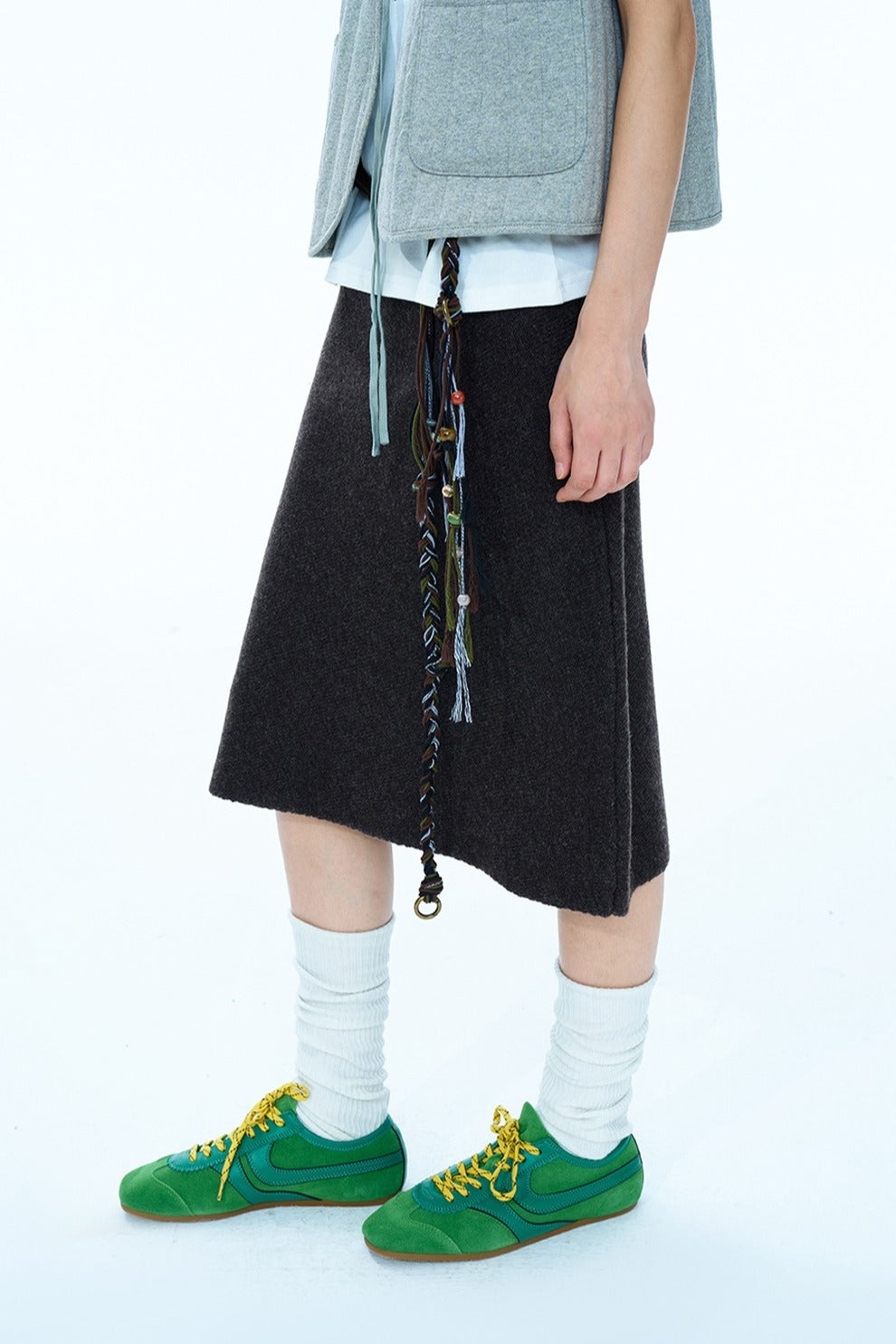 100% wool A-line straight skirt | 3 color