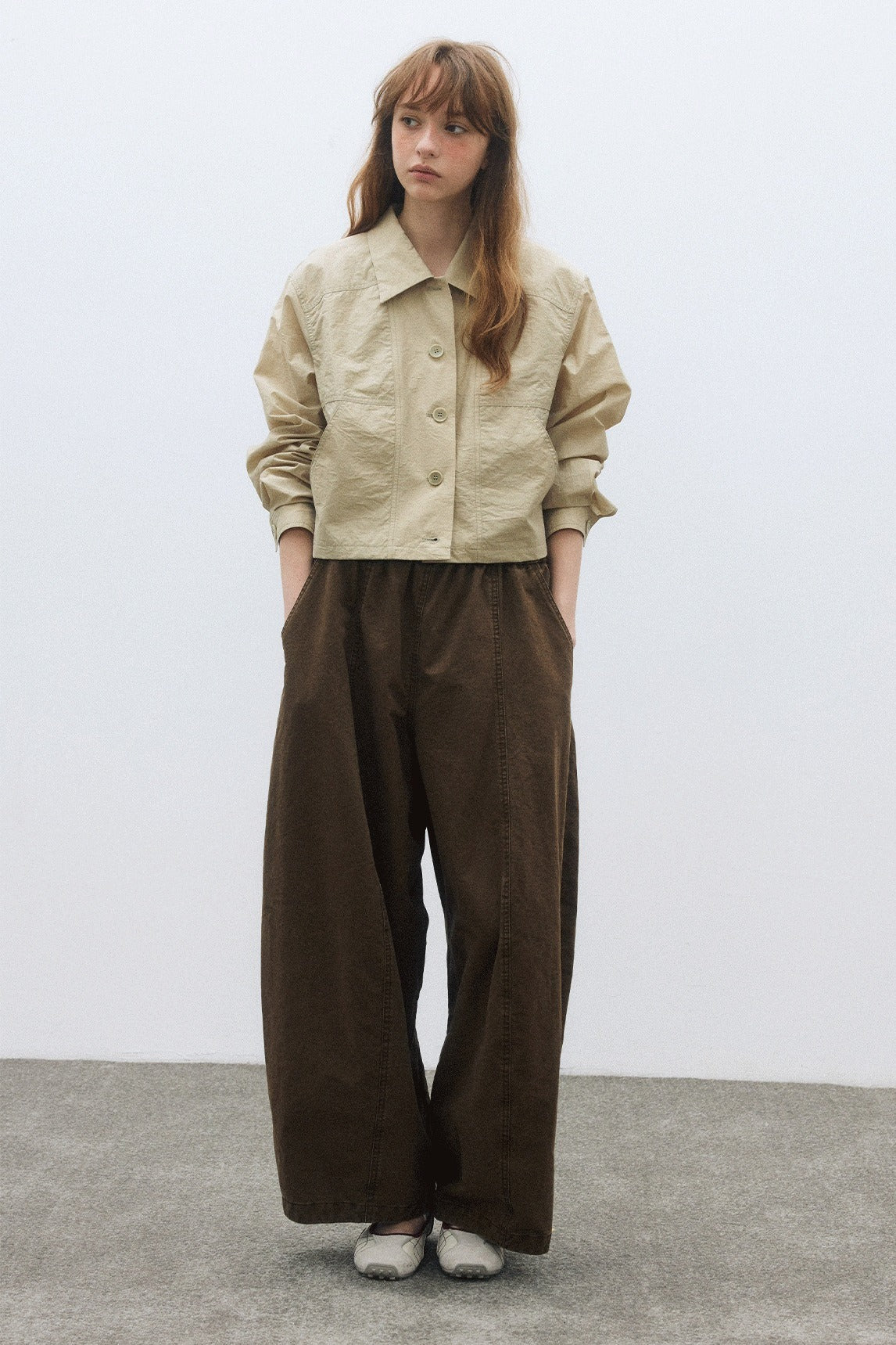 100% cotton lantern shape relaxed-fit pants | 4 color