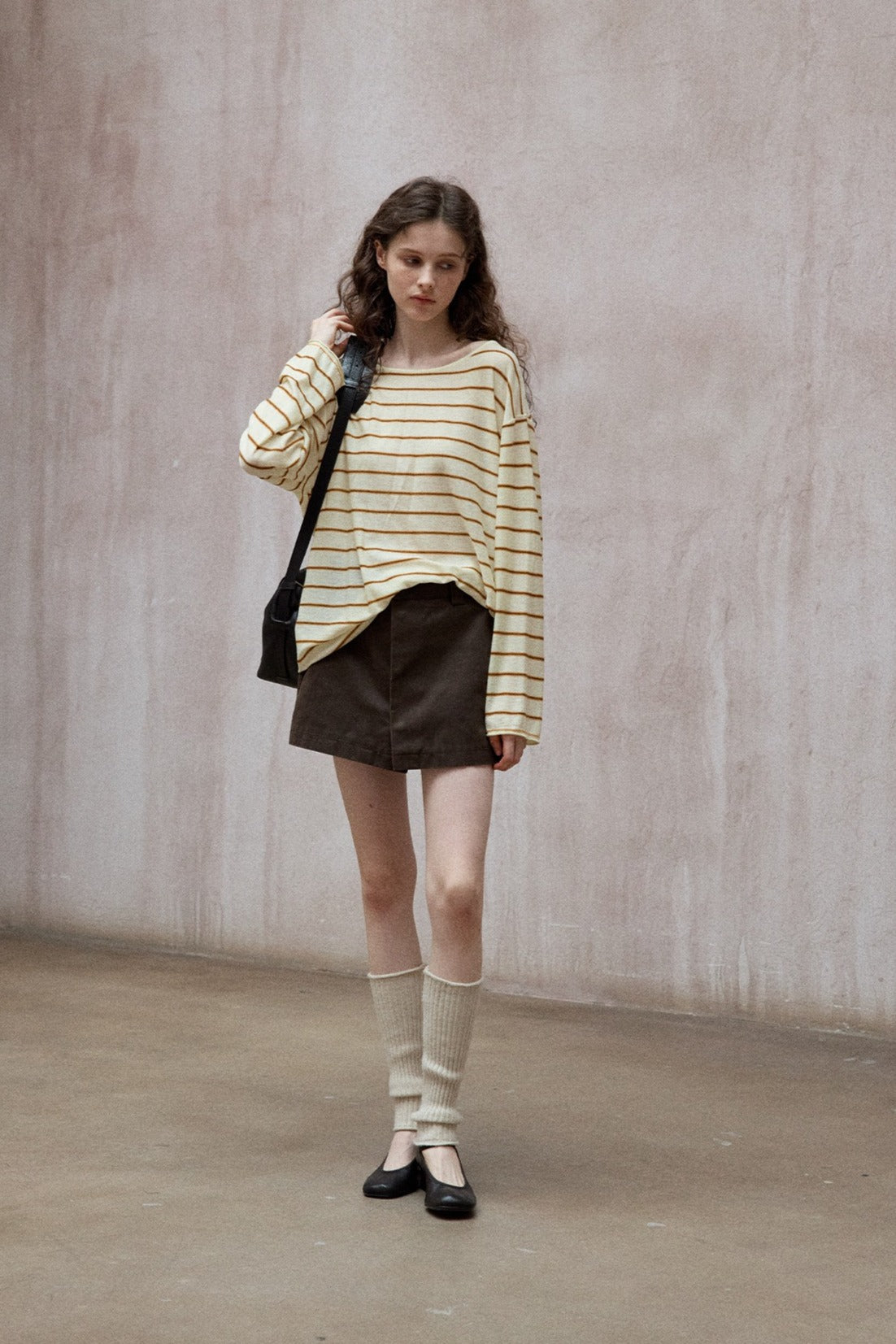 Wool blend lightweight loose-fit striped knitwear | 4 color