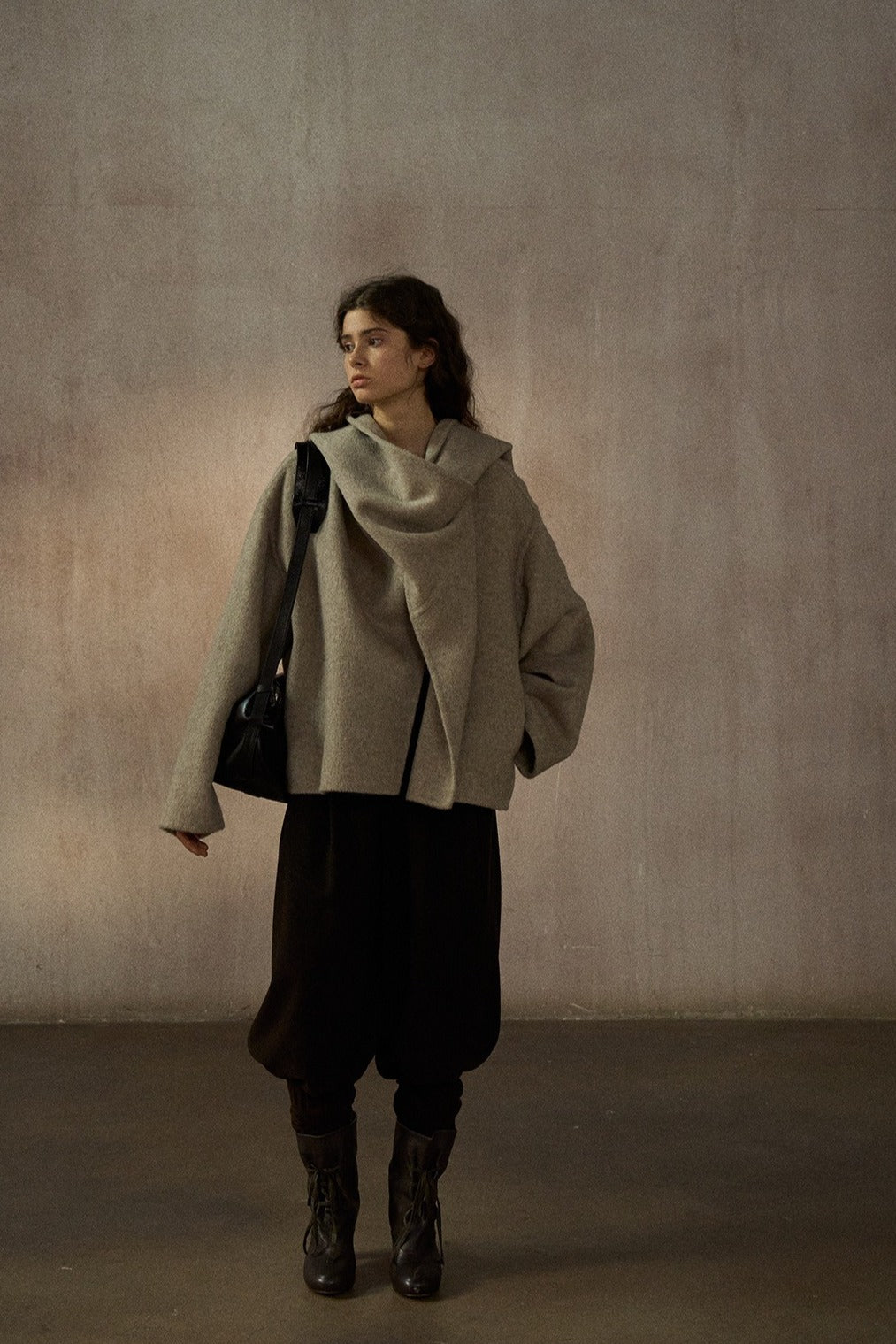 Wool-silk-angora double-faced jacket scarf collar | 4 color