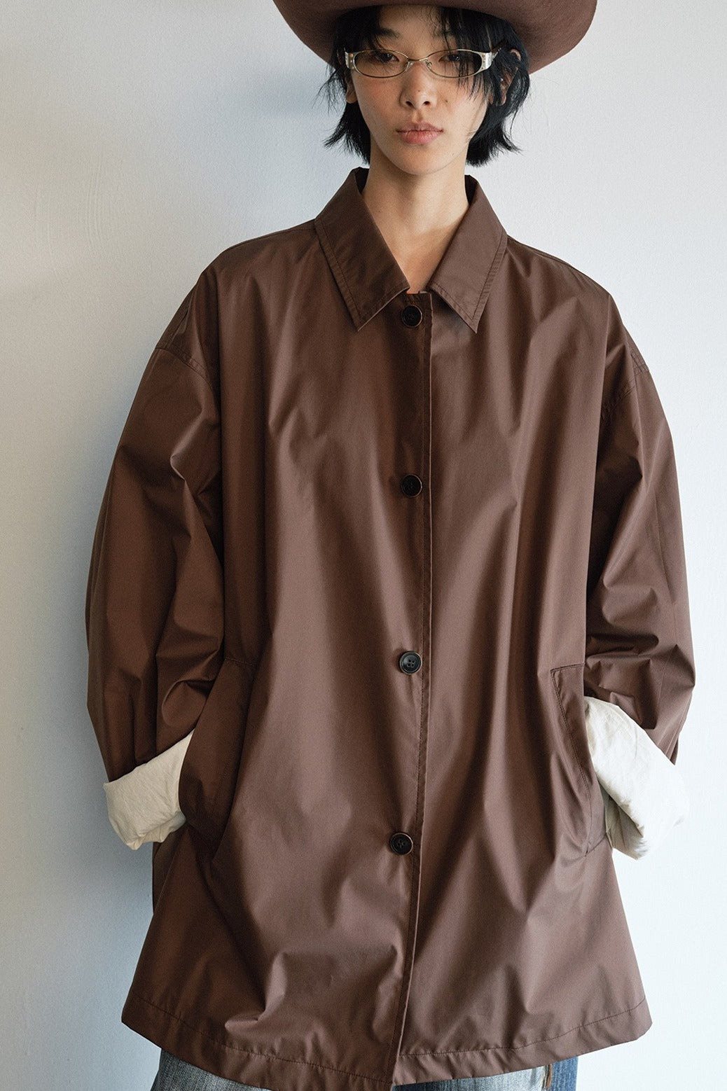 Easygoing minimalist style mid-length trench coat | 3 color