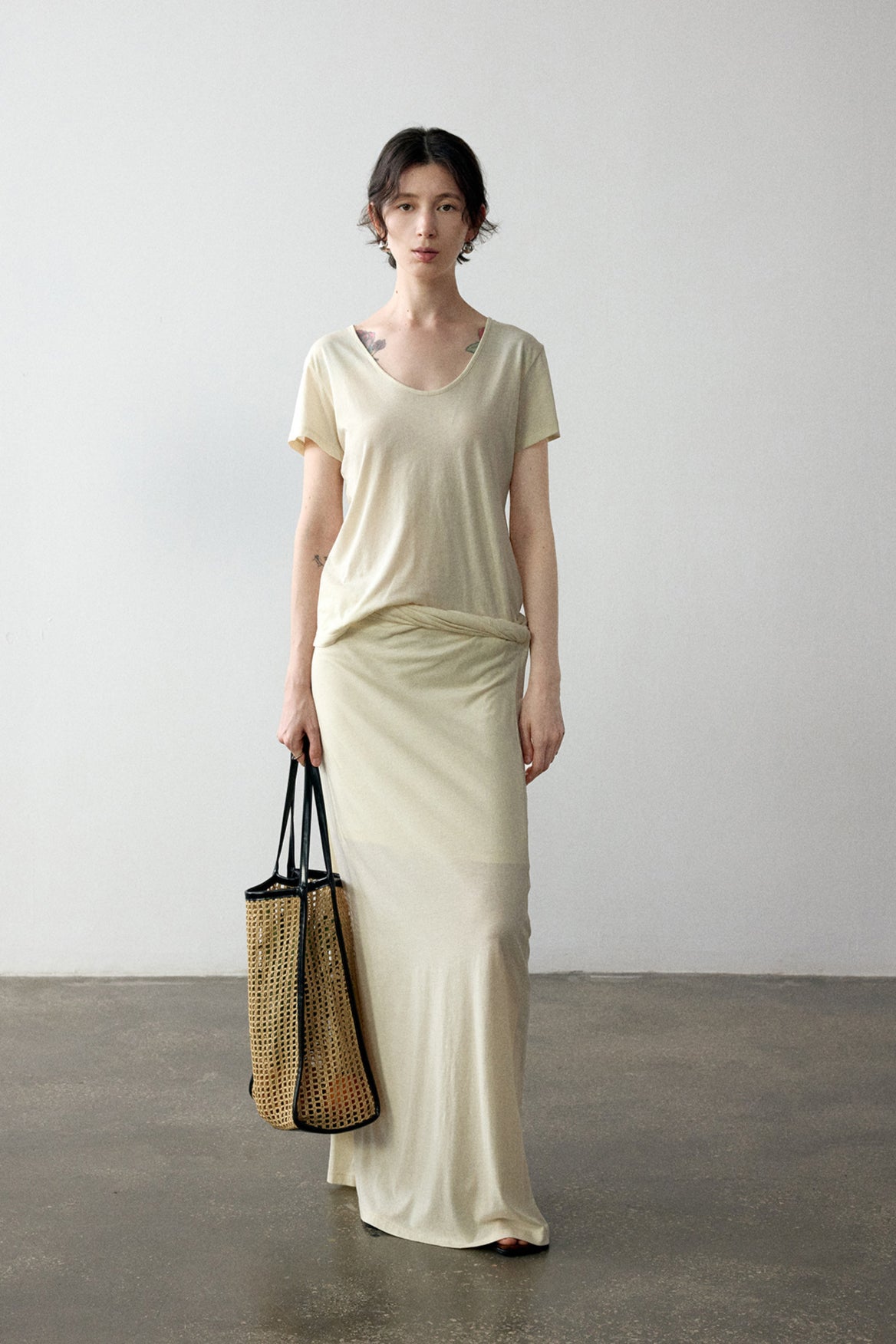 Cotton blend twisted waist A-line skirt | 3 color