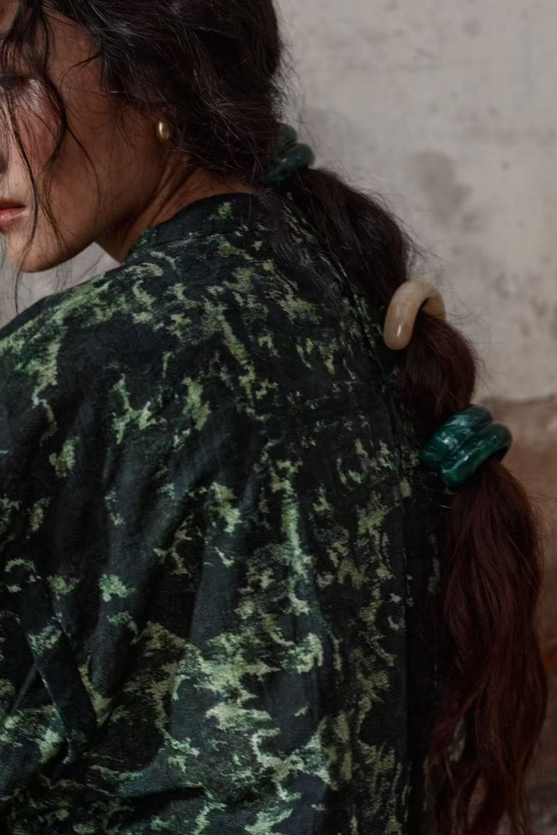 Lyocell blend romantic leaf print shirt | 2 color