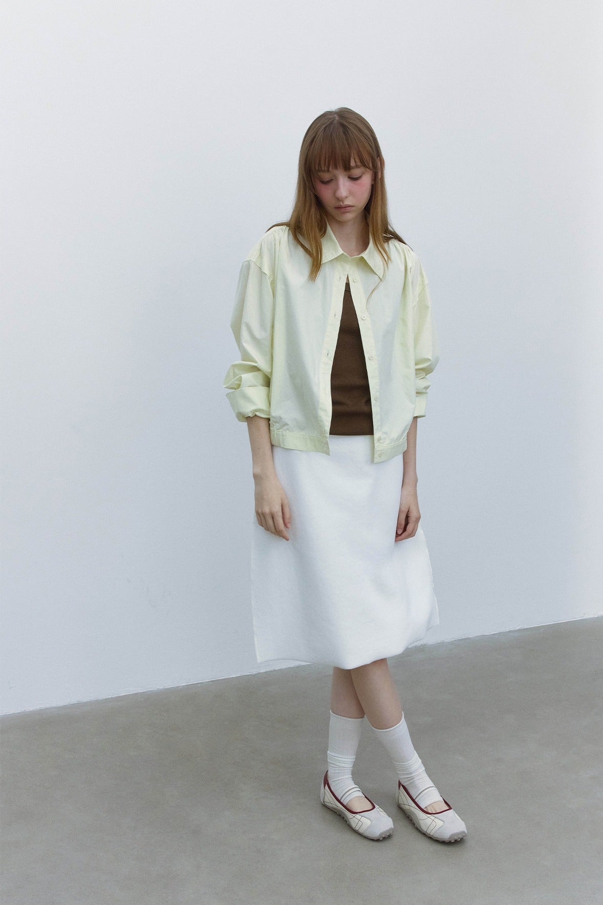 Cotton blend cropped elastic waist shirt jacket | 3 color