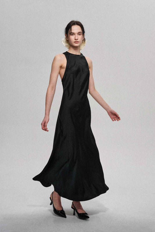 Robe romantique coupée en biais 100 % acétate