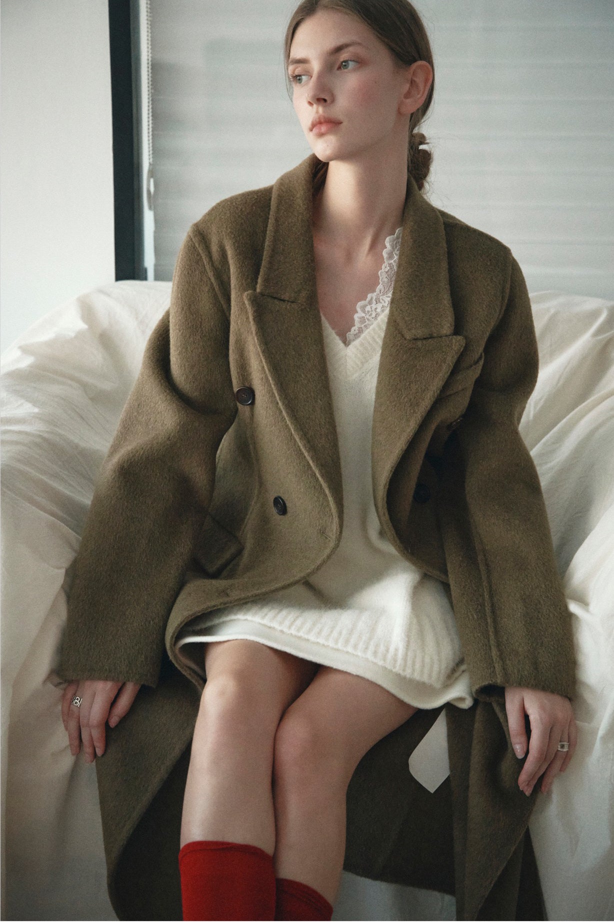 100% wool straight waisted silhouette versatile coat | 4 color