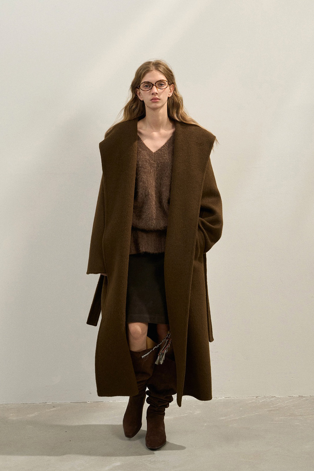 Wool blend alpaca double-sided hooded over coat | 4 color