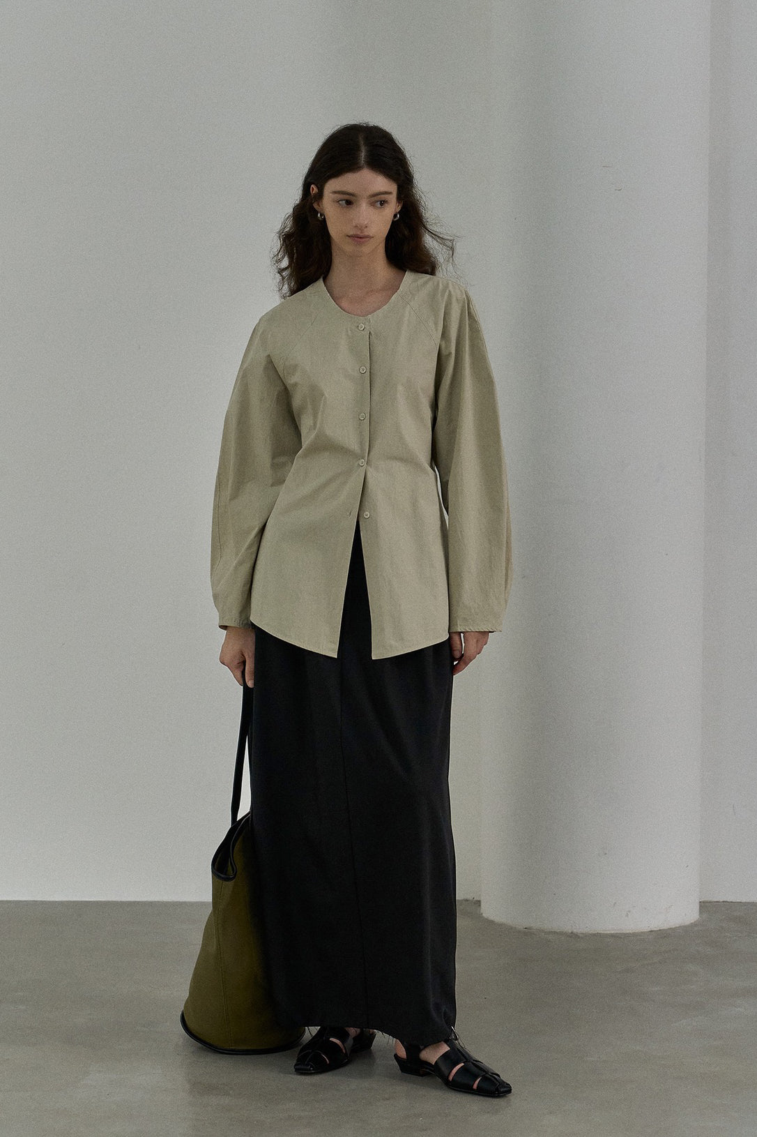 100 cotton worn-in edge drop shoulder shirt | 4 color