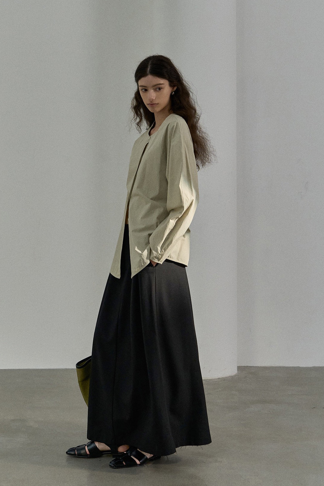100 cotton worn-in edge drop shoulder shirt | 4 color