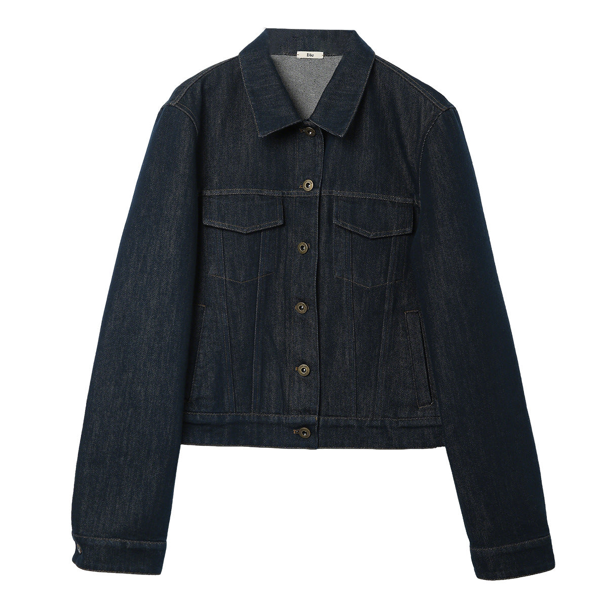 Cotton blend denim cropped jacket