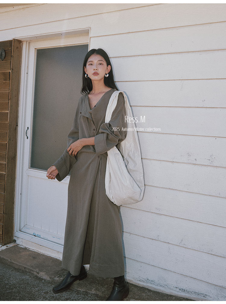 Tencel-modal-nylon blend wrap shirt-dress | 3 color