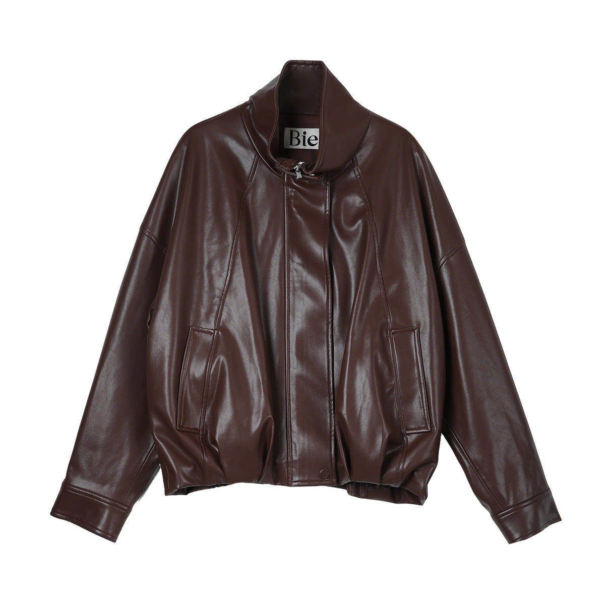 Matte-finish cropped PU jacket | 2 color