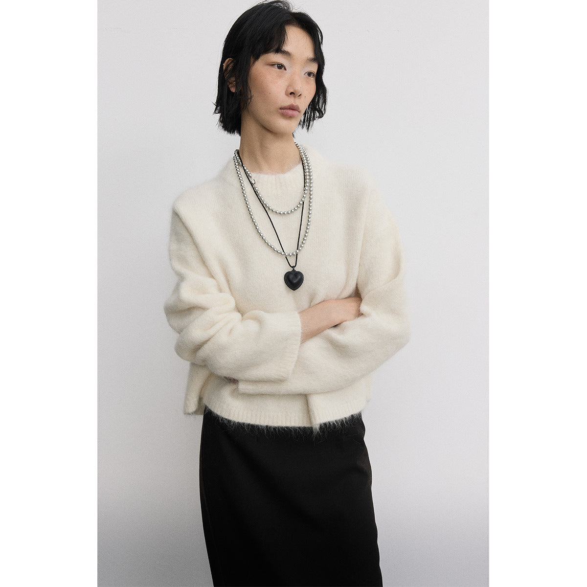 Alpaca wool blend sleek pullover sweater