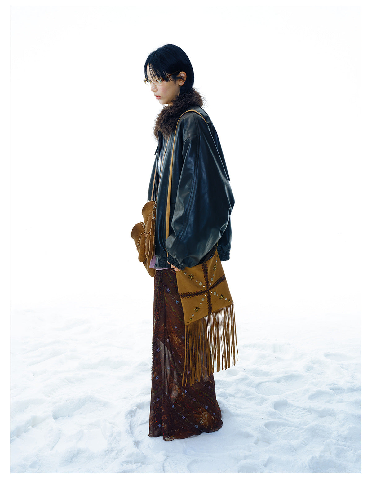 Relaxed-fit cozy collar trendy PU jacket | 2 color