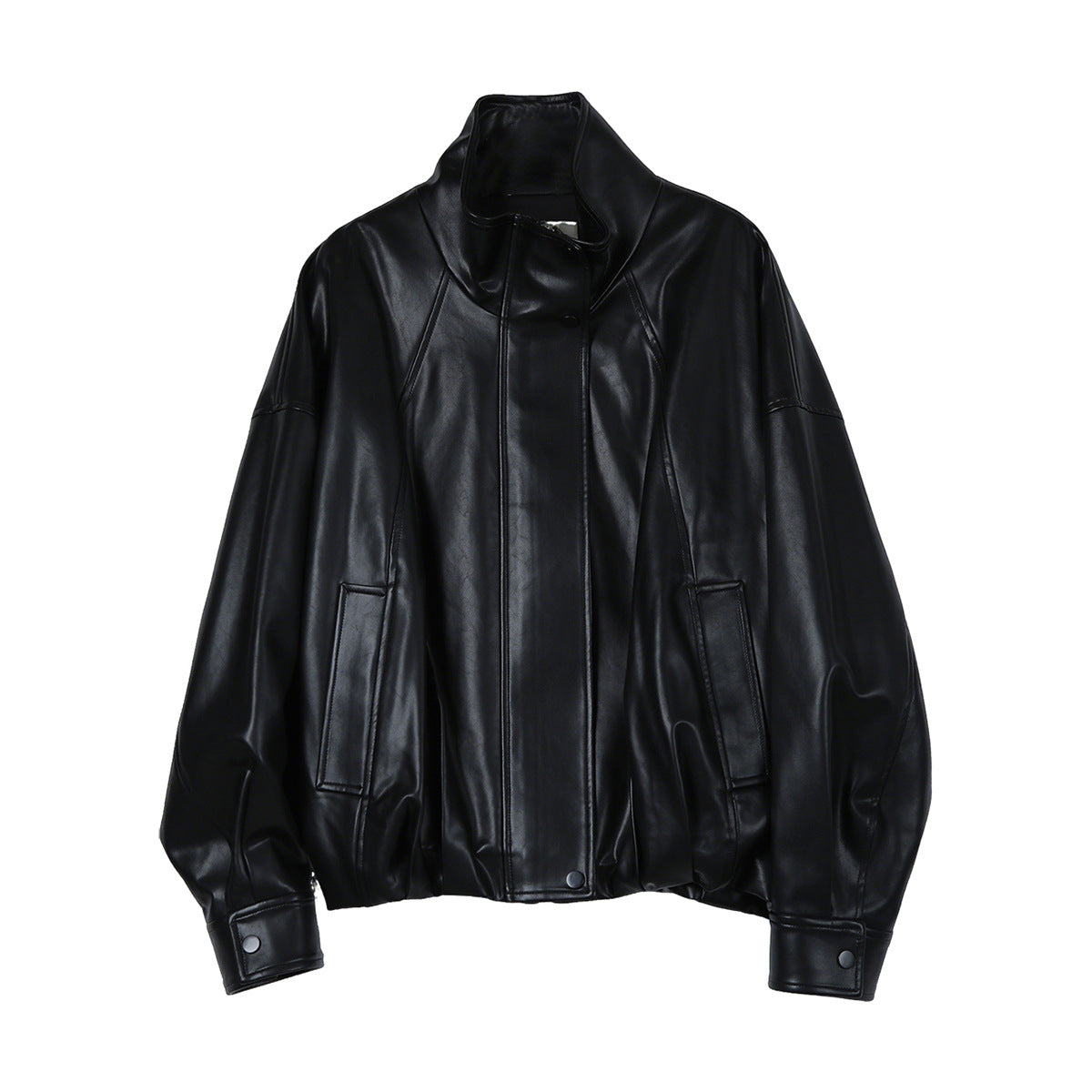 Matte-finish cropped PU jacket | 2 color