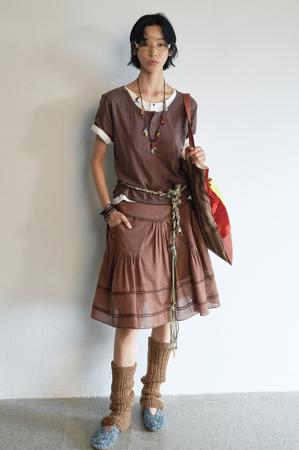 100% cotton pleated skirt with lining | 3 color