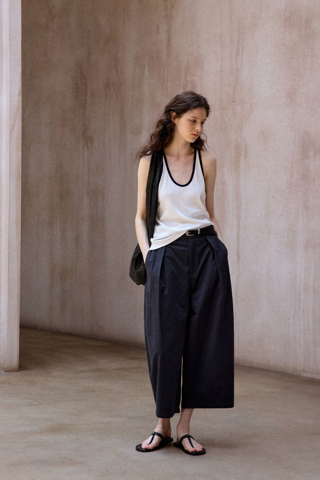 Washed cotton cocoon shape 7\8 pants | 3 color