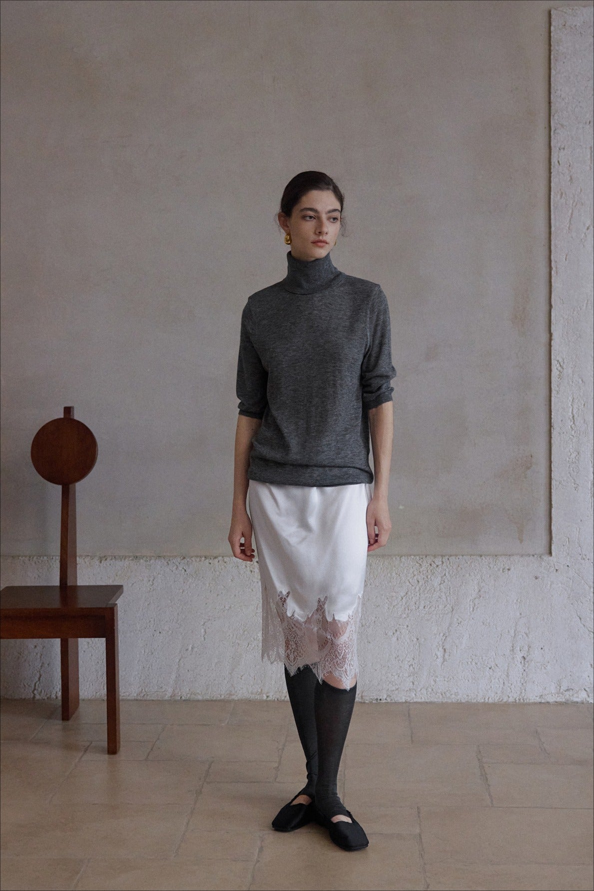 Acetate elegant lace embroidery edge skirt | 4 color