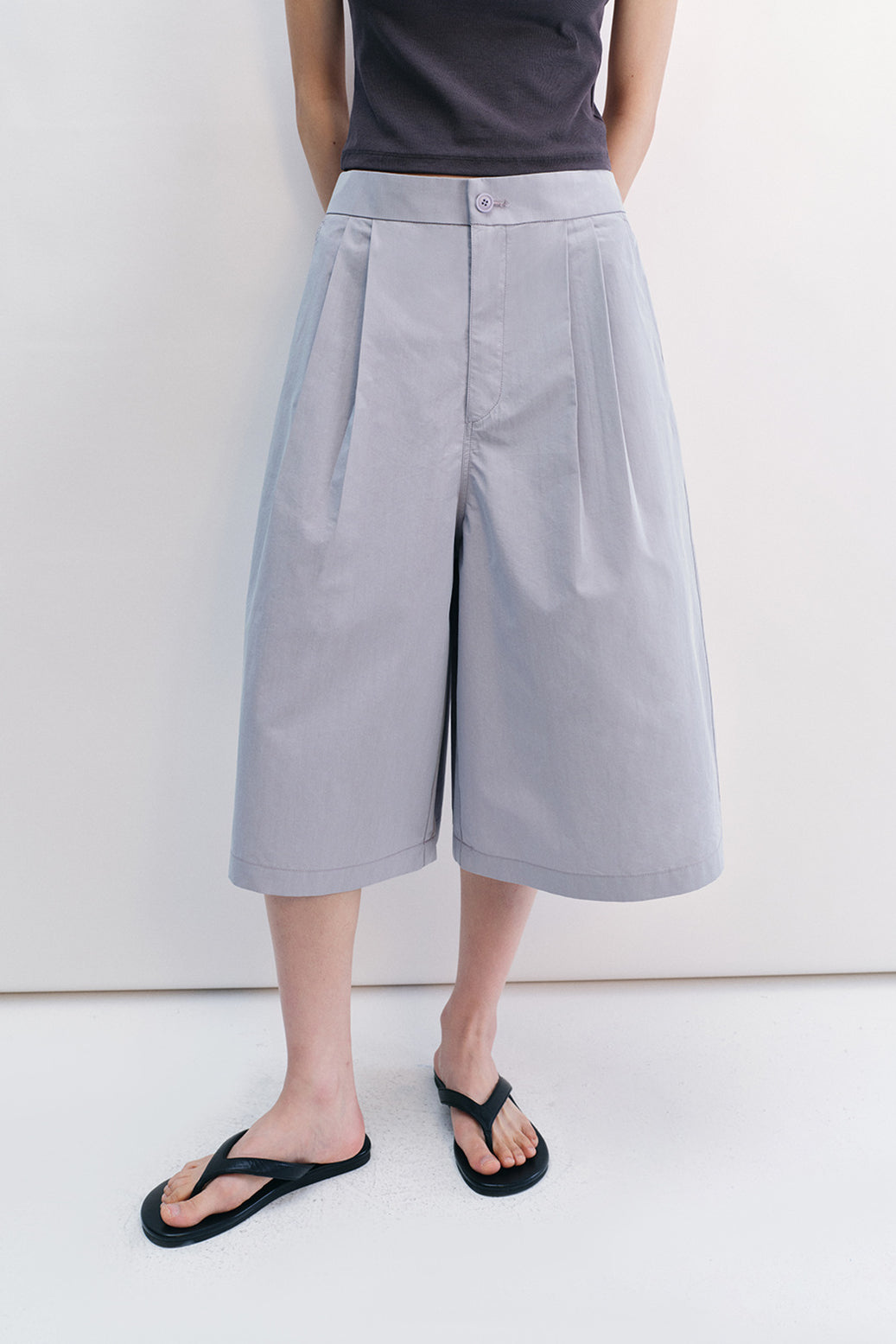 Cotton blend relaxed fit 7/8 pants | 4 color