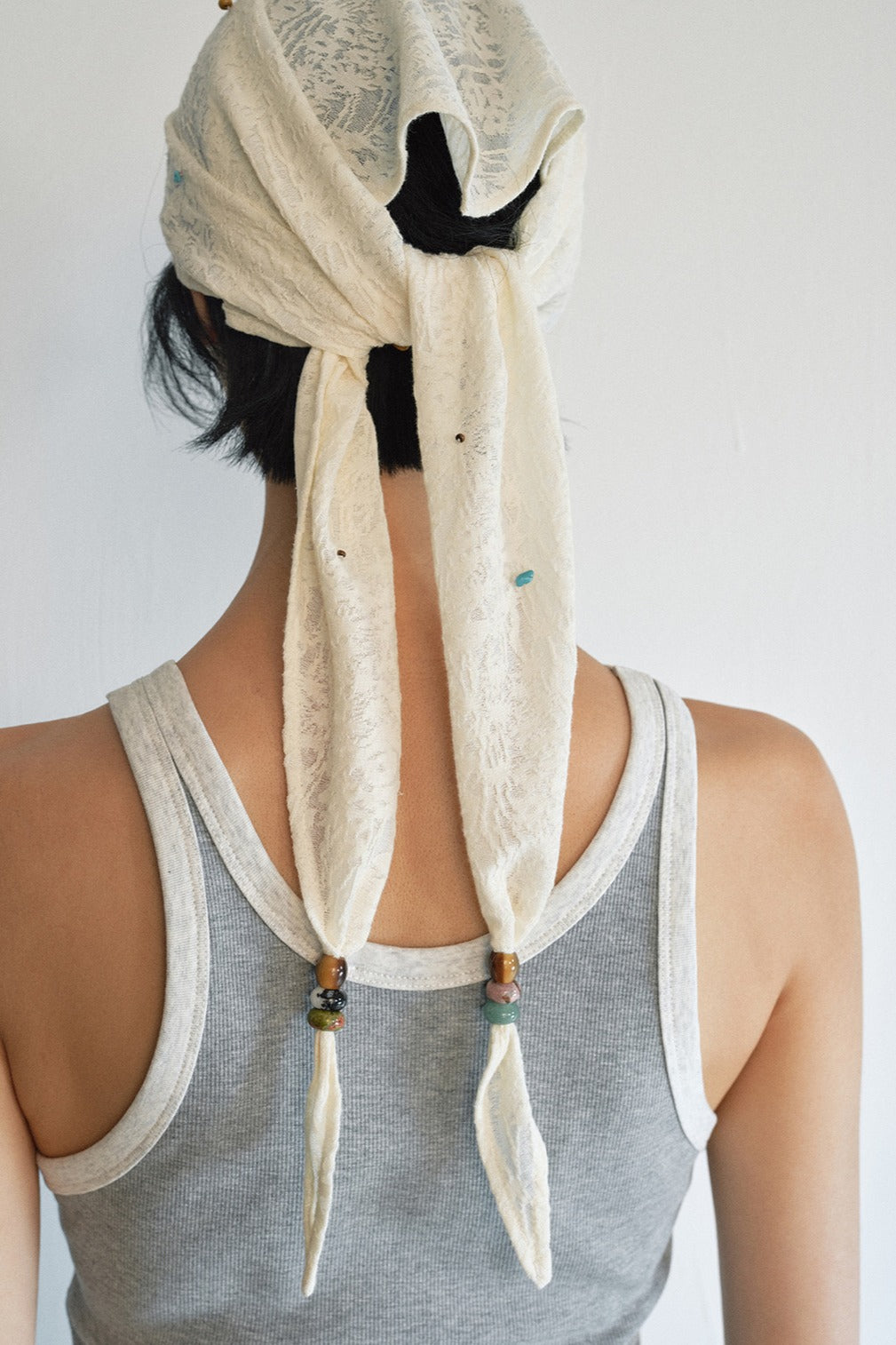 Cotton blend unisex bead scarf-belt accessory | 4 color