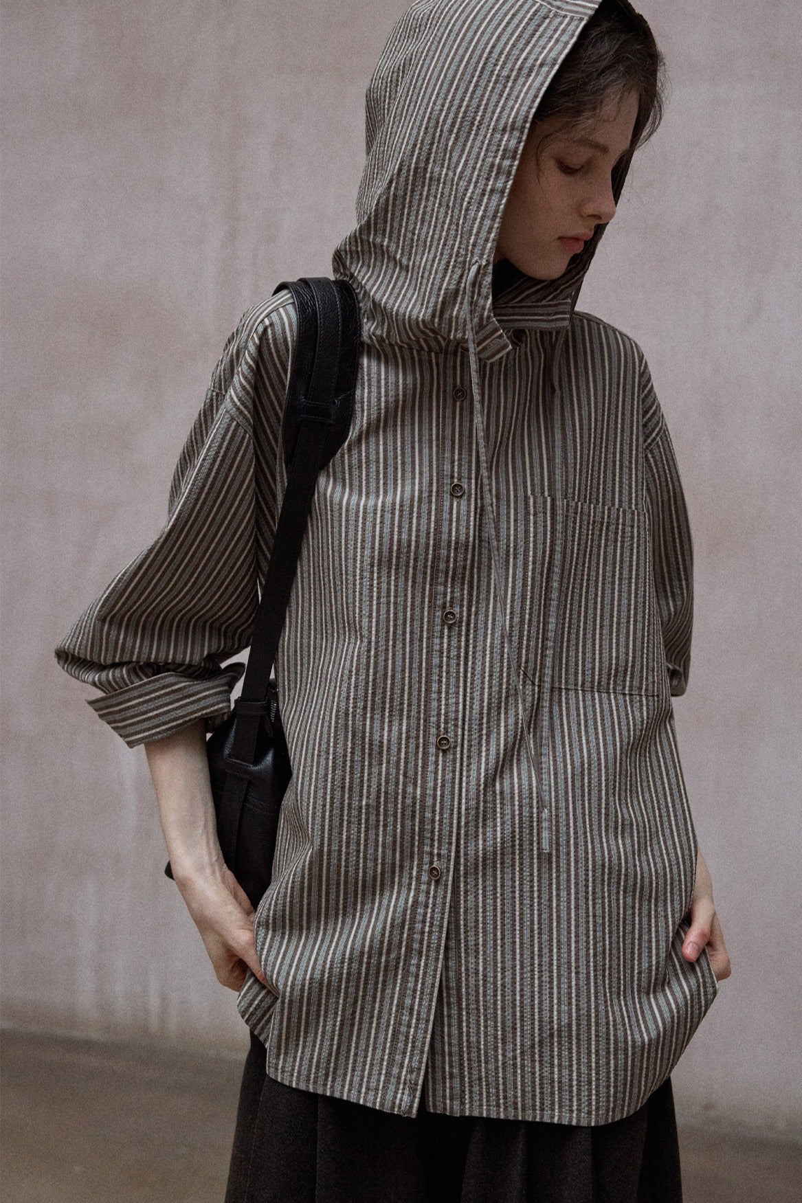 100% cotton bubble-textured fabric hooded shirt | 3 color