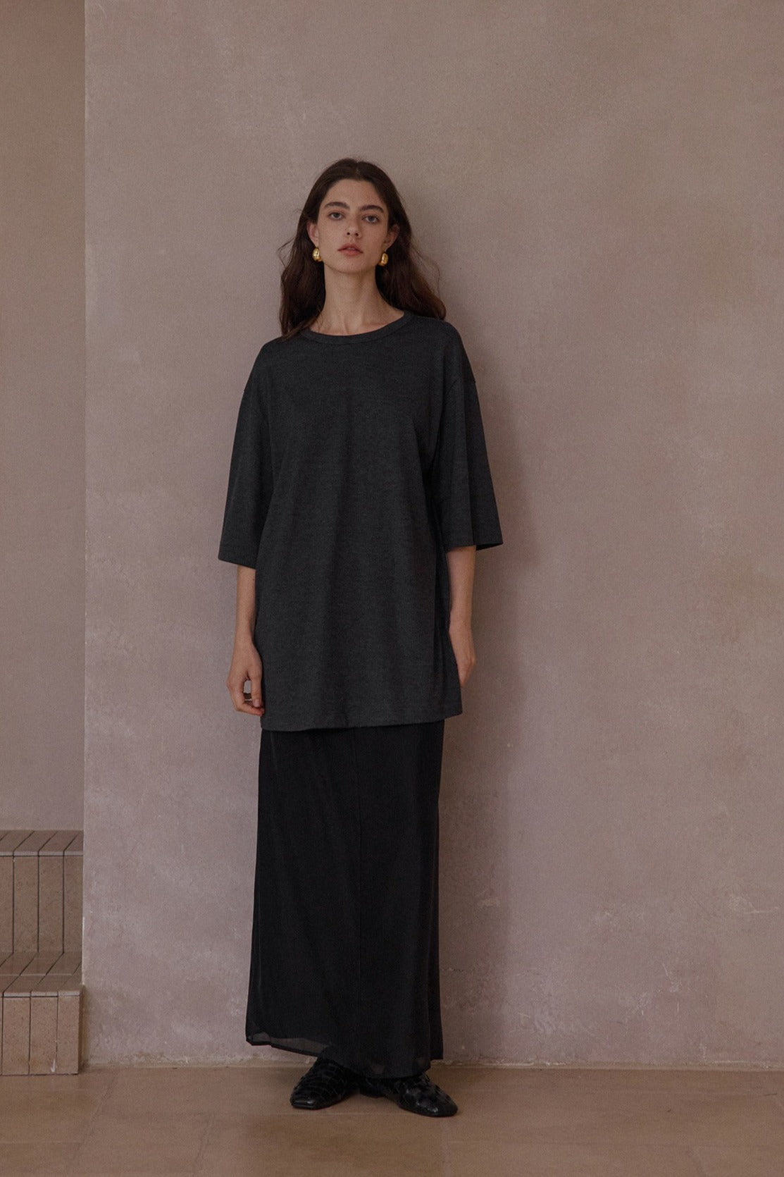 Relaxed-fit back split loose T-shirt | 5 color