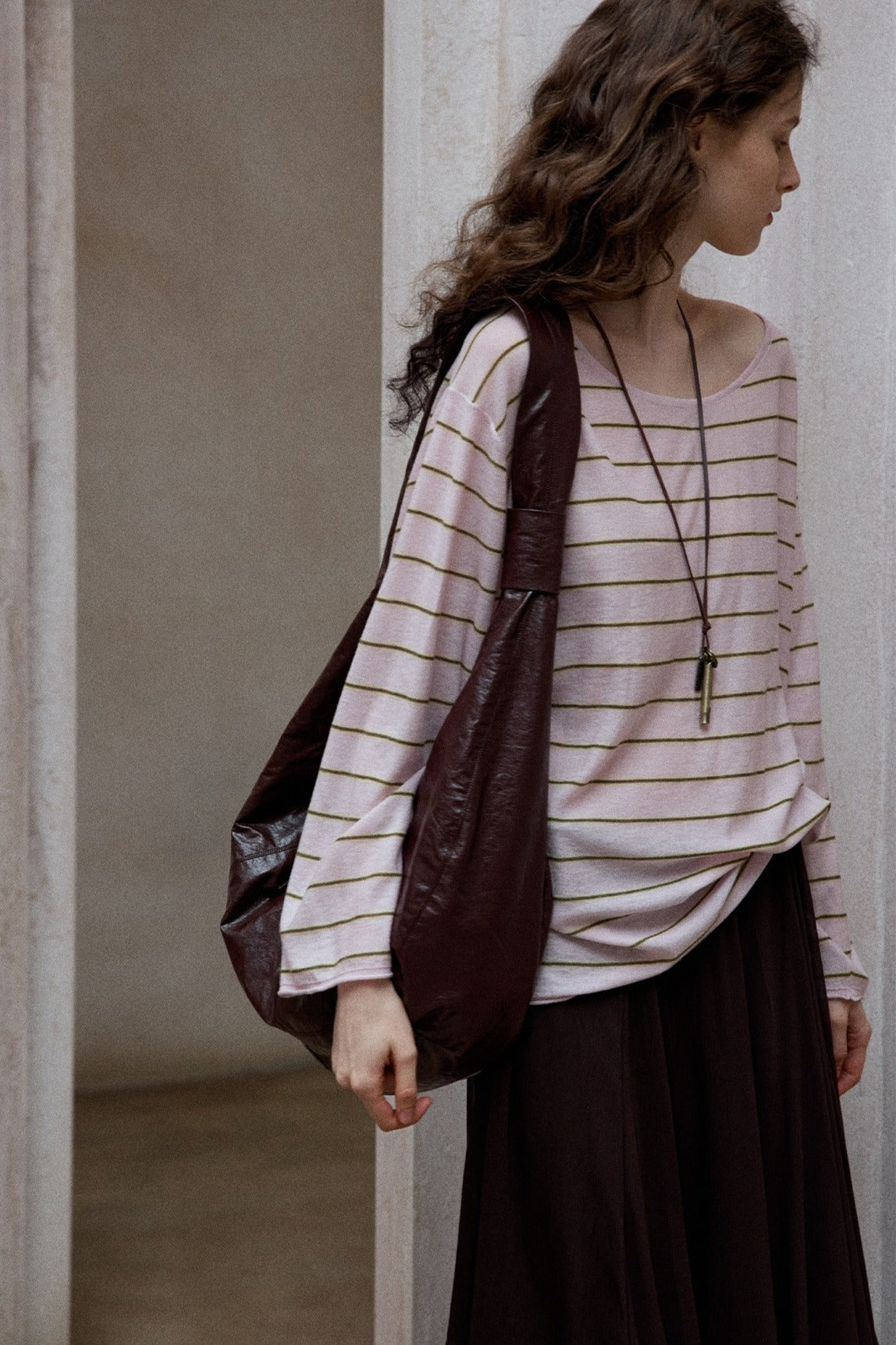 Wool blend lightweight loose-fit striped knitwear | 4 color