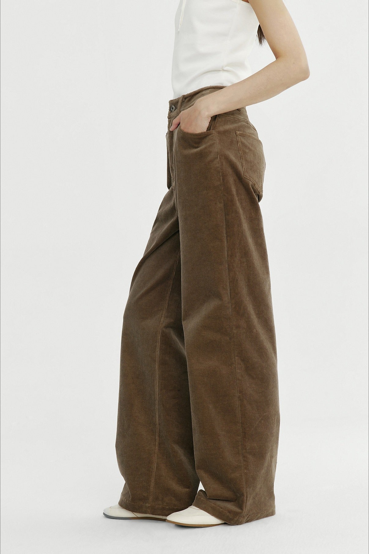 Cotton retro corduroy straight leg trousers | 2 color