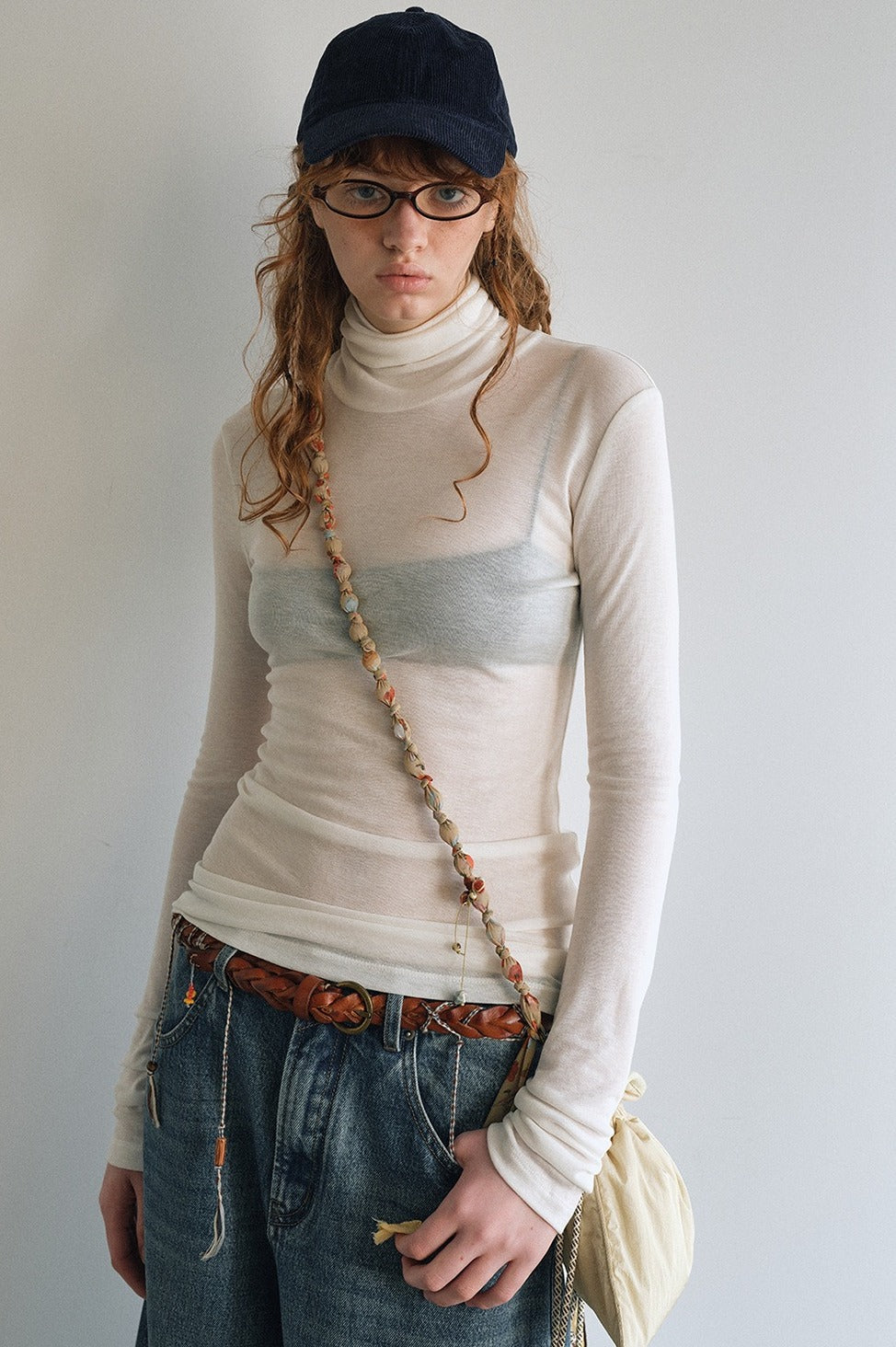 Wool containing lightweight soft high-neck knit top | 6 color