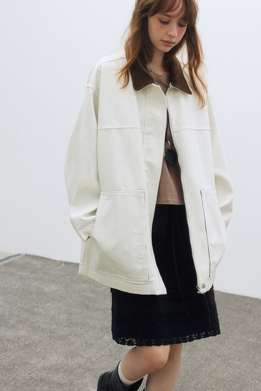 100% cotton barn-style mid-length jacket | 2 color
