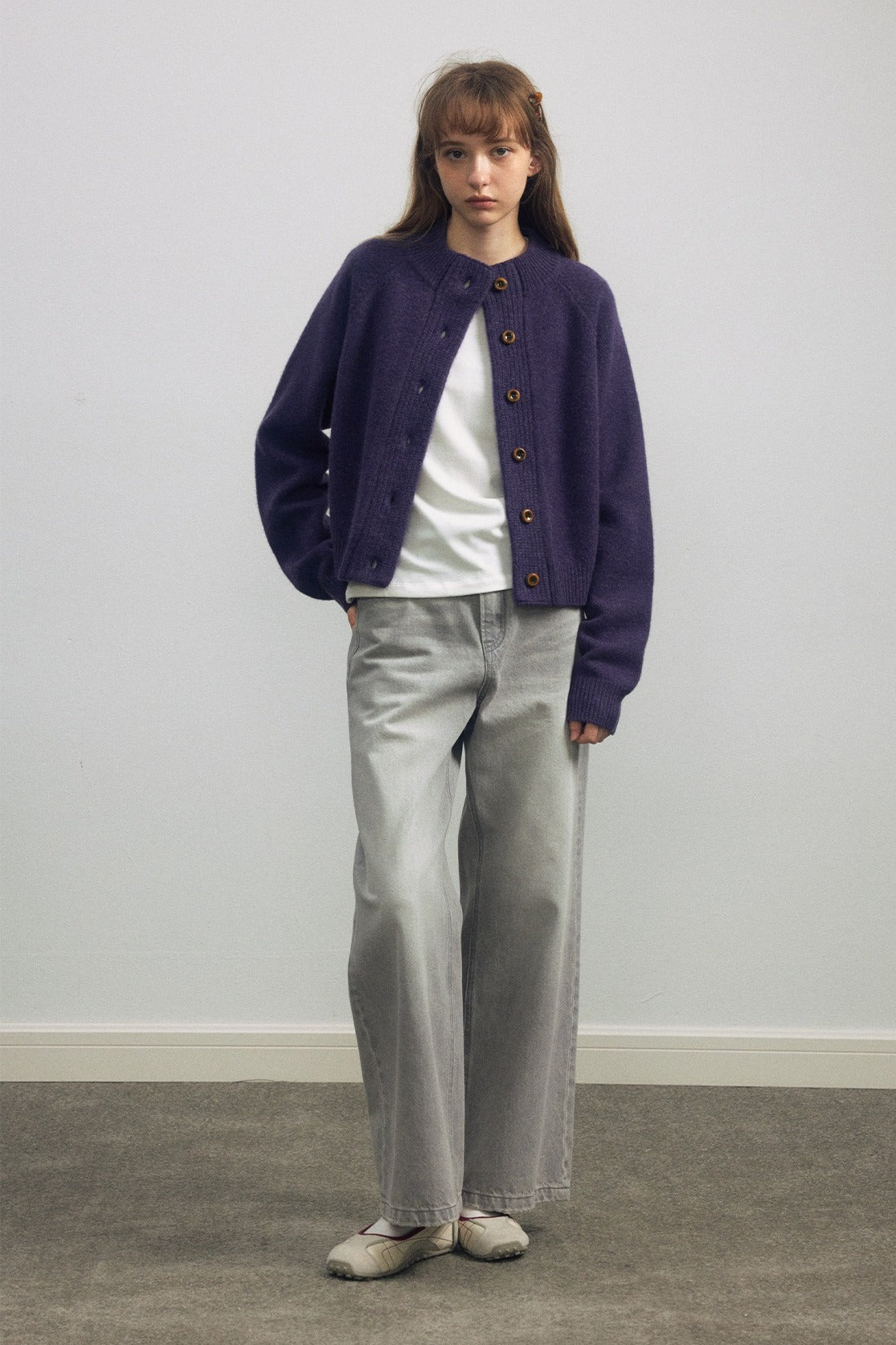 100% wool wide placket cardigan | 5 color