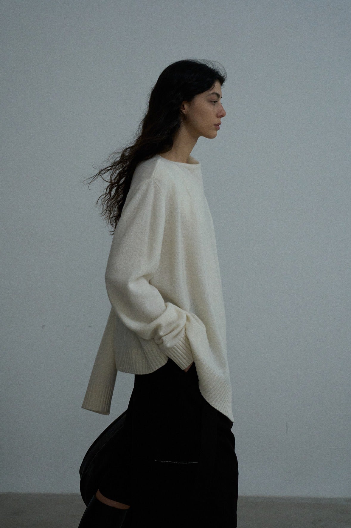 Suéter elegante con cuello de bufanda 100 % lana | 6 colores