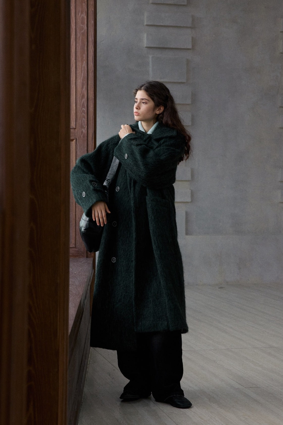 Wool blend single-faced fabric ultra-loose fit overcoat | 4 color