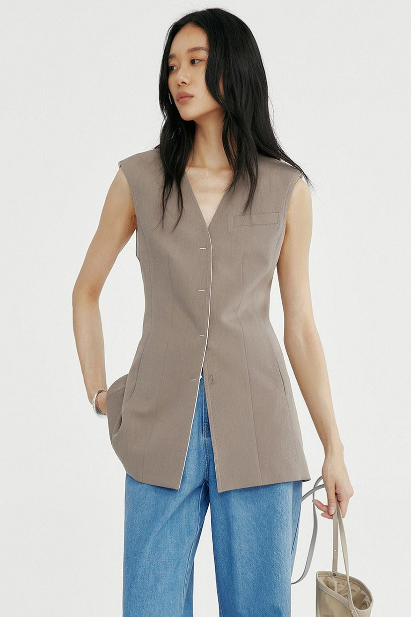 Sleek fit defined waist vest | 2 color