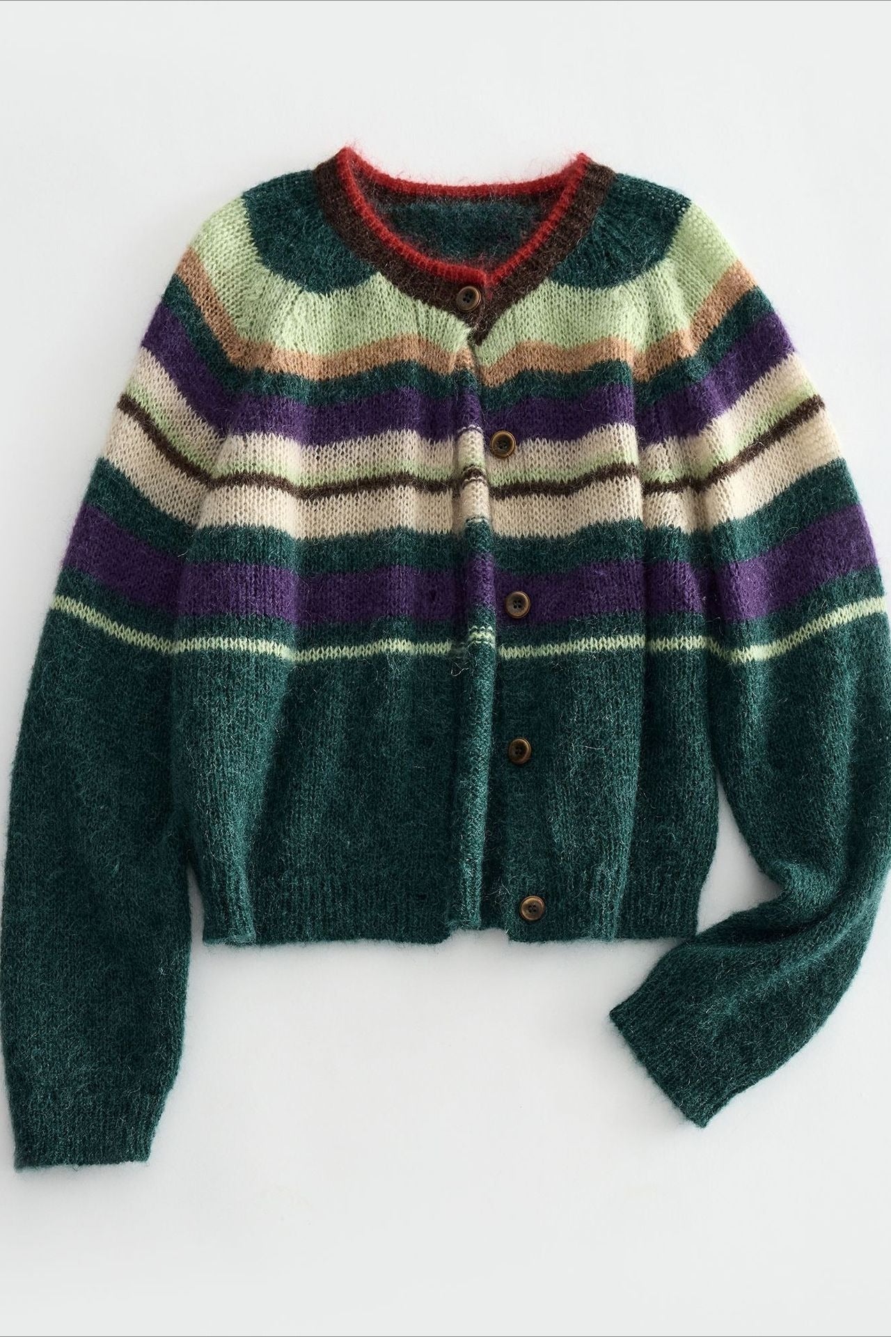 Wool and mohair cozy stripped sweater cardigan | 3 color